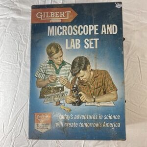 Vintage Gilbert Microscope & Lab Set No.13082 Binocular Viewer Incomplete